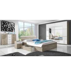 Chambre complète ASTO II blanc laqué et chêne clair chambre adulte