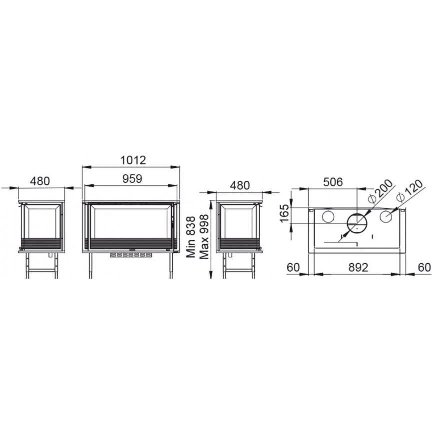 Insert cheminée à bois Holguin avec turbine 11,5 kW 2 vitres gauche + 2  bouches recuperateur